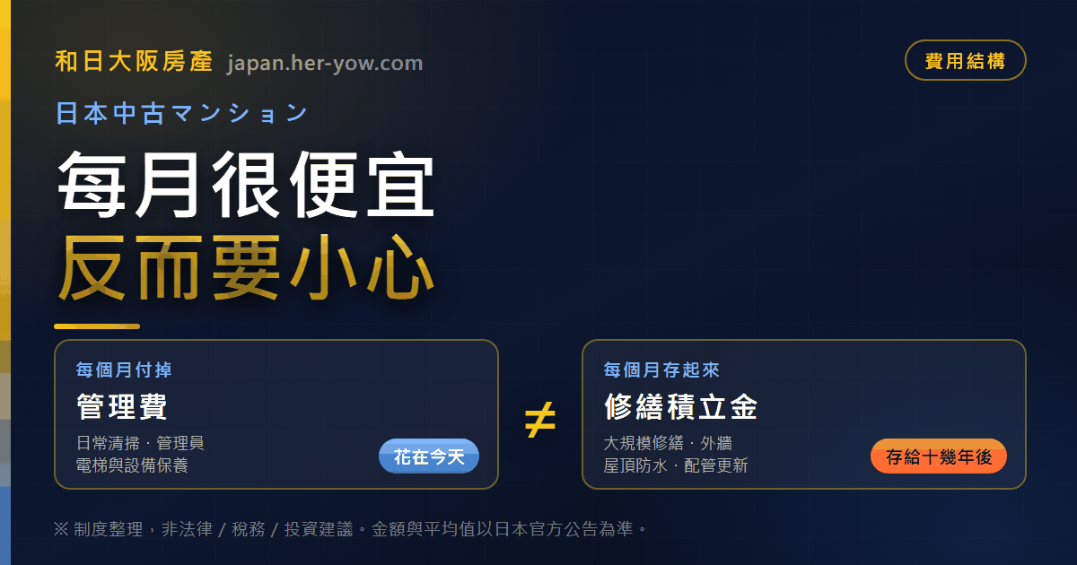 日本中古マンション的管理費與修繕積立金:為什麼「每月很便宜」反而要小心