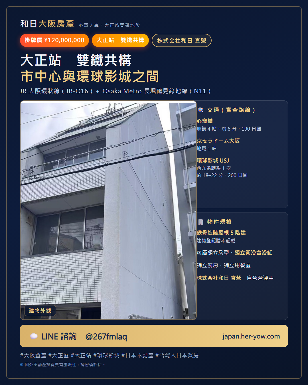 心斎ノ翼 建物側面與雙鐵地段、一次交付配套